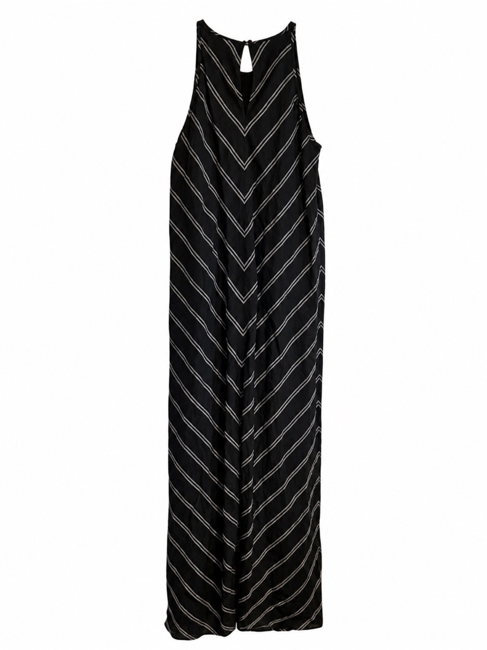 J Crew - Linen Chevron Maxi Dress in Black Size 4